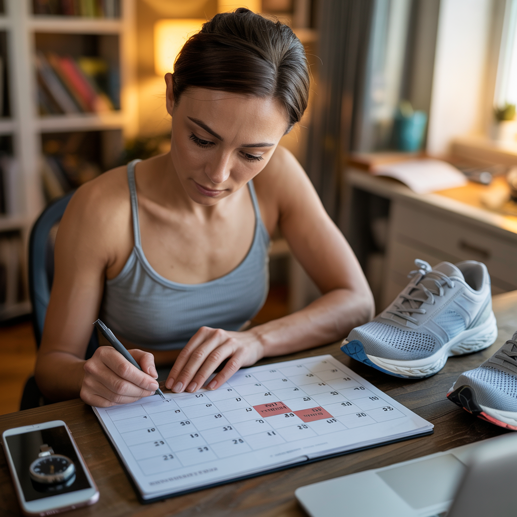 Kalender, Checkliste und Sportequipment als Grundlagen der Sportwahl.