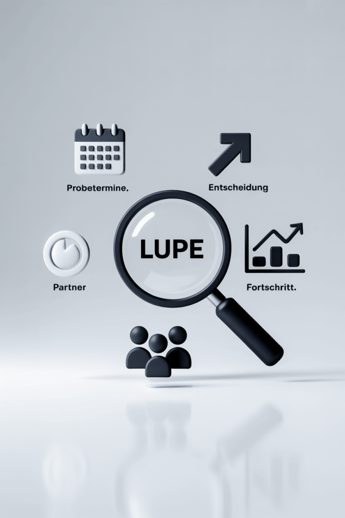 Checkliste und Icons für den 5-Schritte-Plan zur Sportartenwahl.